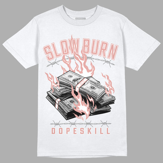 Rose Whisper Dunk Low DopeSkill T-Shirt Slow Burn Graphic - White 