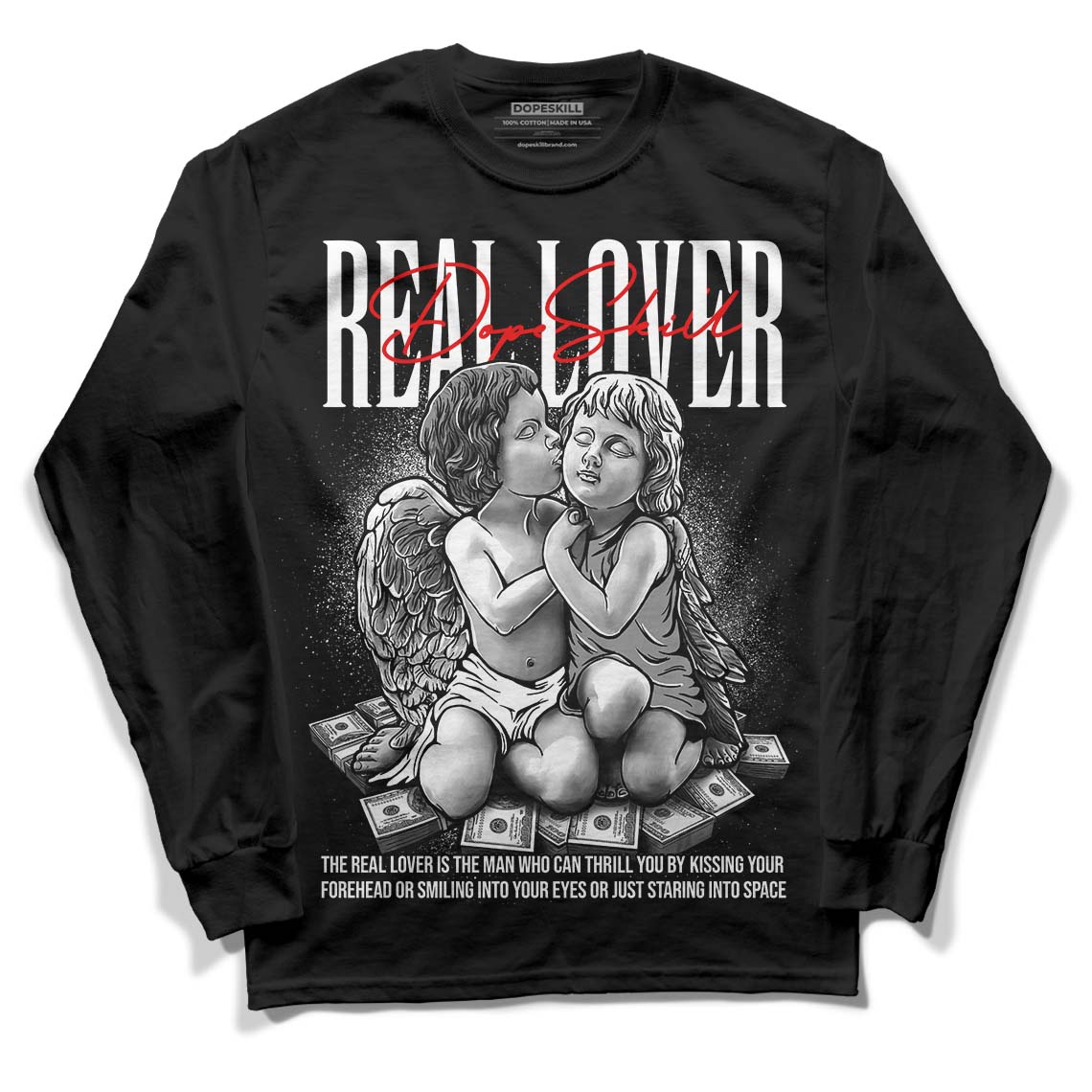 Jordan 1 High 85 Black White DopeSkill Long Sleeve T-Shirt Real Lover Graphic Streetwear  - Black
