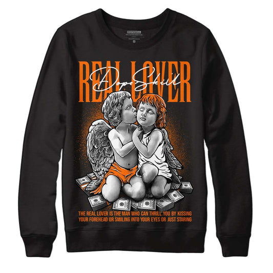 Orange Black White DopeSkill Sweatshirt Real Lover Graphic - Black