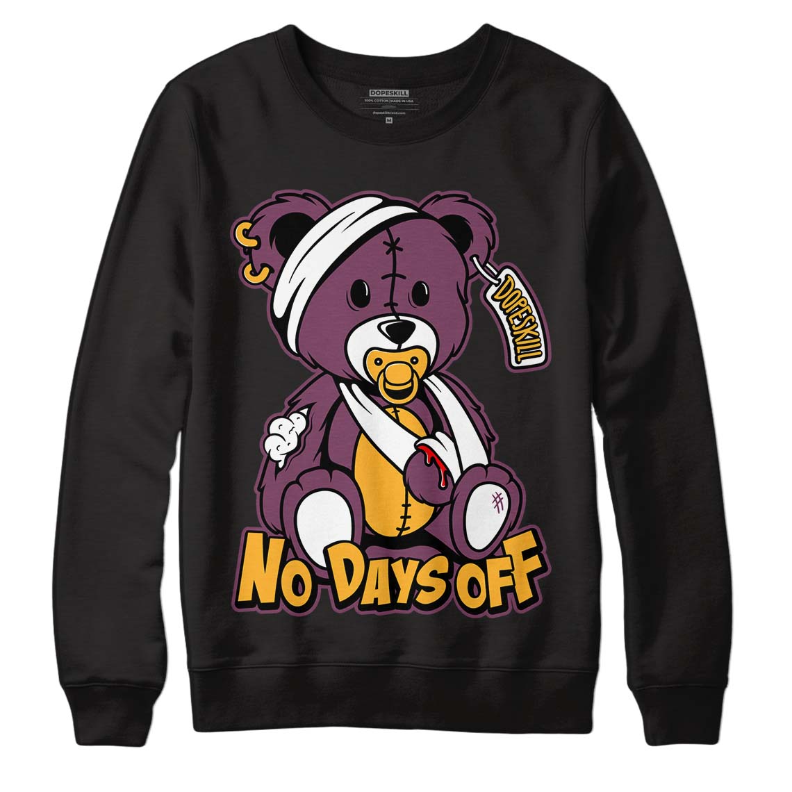 Brotherhood 1s High OG DopeSkill Sweatshirt Hurt Bear Graphic - Black