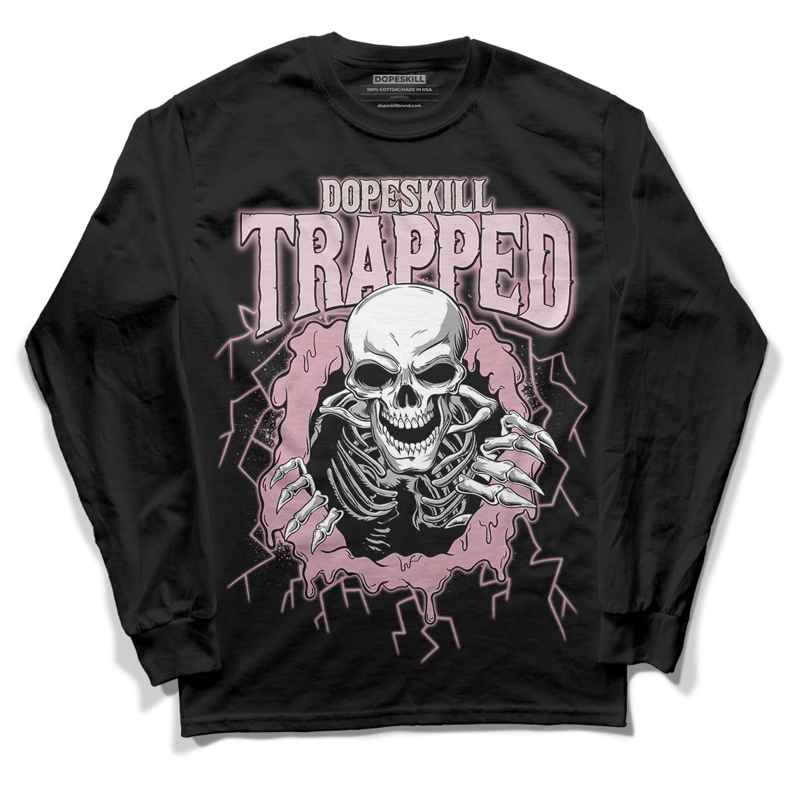 Dunk Low Teddy Bear Pink DopeSkill Long Sleeve T-Shirt Trapped Halloween Graphic - Black