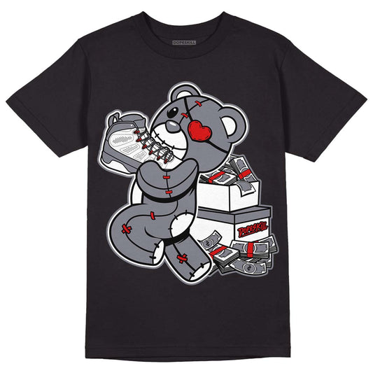 Fire Red 9s DopeSkill T-Shirt Bear Steals Sneaker Graphic - Black 