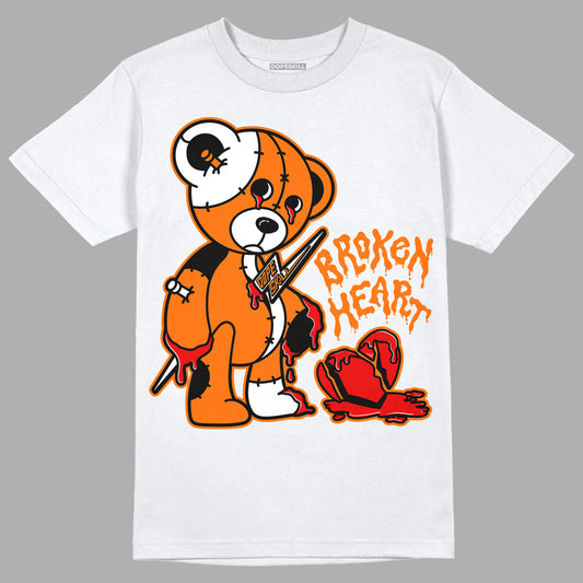 Orange Black White DopeSkill T-Shirt Broken Heart Graphic - White 