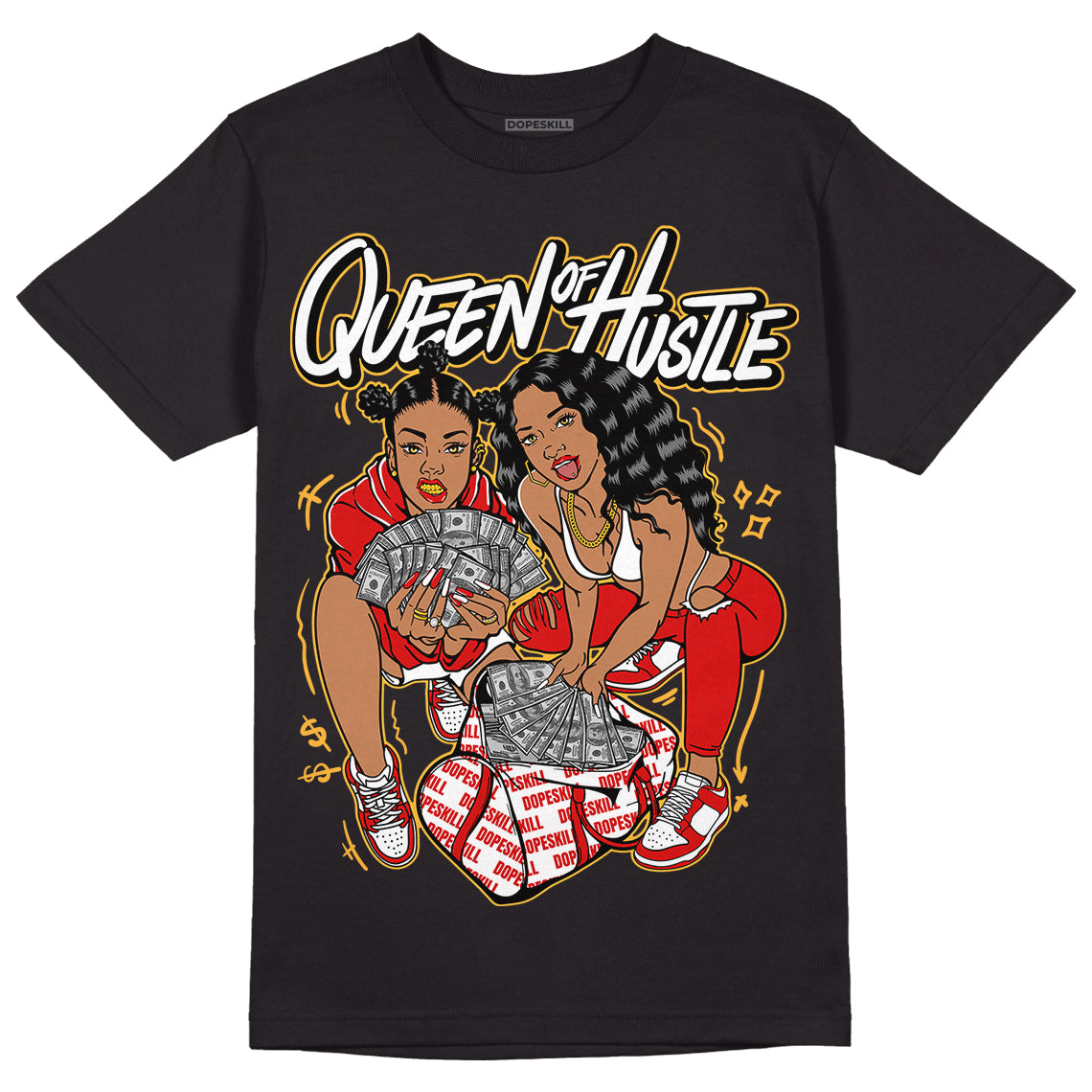 Dunk Low Gym Red DopeSkill T-Shirt Queen Of Hustle Graphic - Black