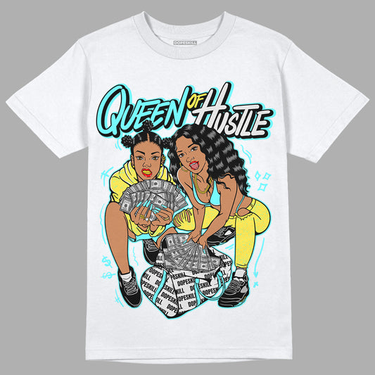 Aqua 5s DopeSkill T-Shirt Queen Of Hustle Graphic - White 