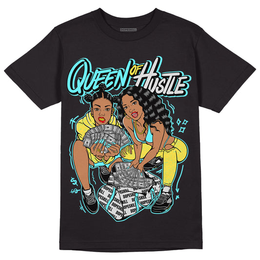 Aqua 5s DopeSkill T-Shirt Queen Of Hustle Graphic - Black