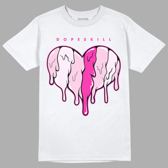 Triple Pink Dunk Low DopeSkill T-Shirt Slime Drip Heart Graphic - White