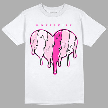 Triple Pink Dunk Low DopeSkill T-Shirt Slime Drip Heart Graphic - White