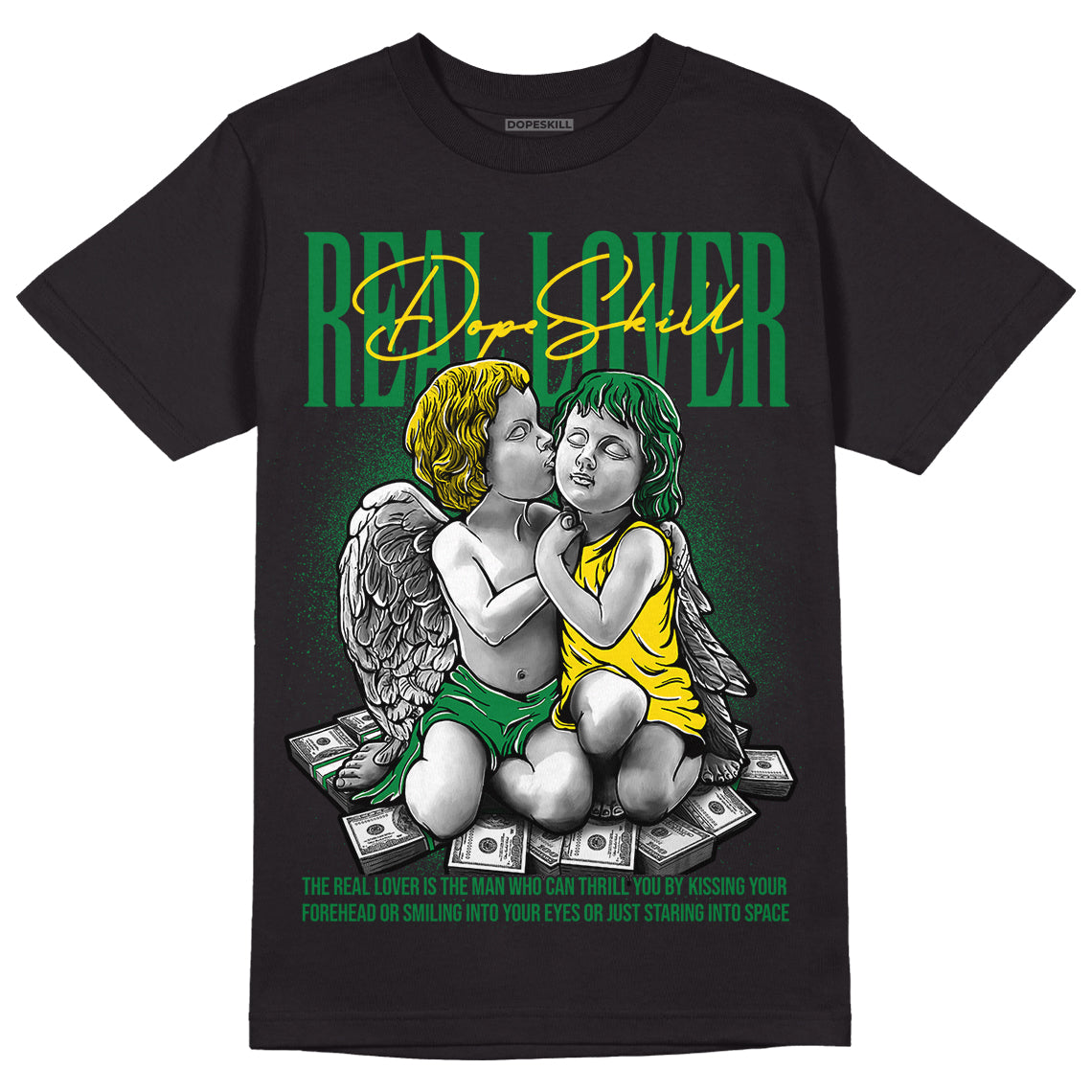 Dunk Low Reverse Brazil DopeSkill T-Shirt Real Lover Graphic - Black