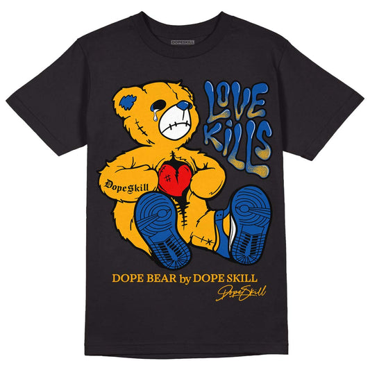 Dunk Blue Jay and University Gold DopeSkill T-Shirt Love Kills Graphic Streetwear - Black