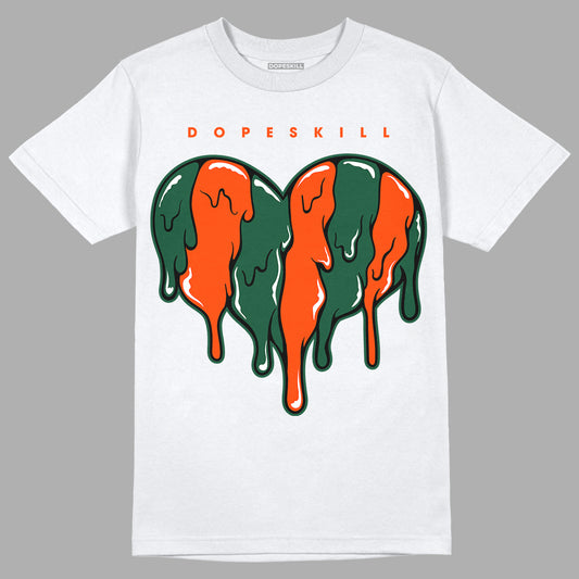 Dunk Low Team Dark Green Orange DopeSkill T-Shirt Slime Drip Heart Graphic - White