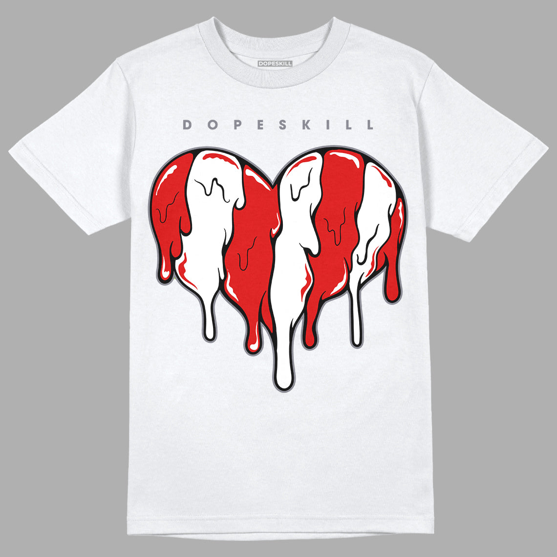 Gym Red 9s DopeSkill T-Shirt Slime Drip Heart Graphic - White