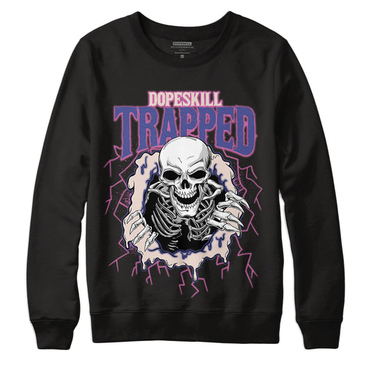 Jordan 7 SE Sapphire DopeSkill Sweatshirt Trapped Halloween Graphic - Black 