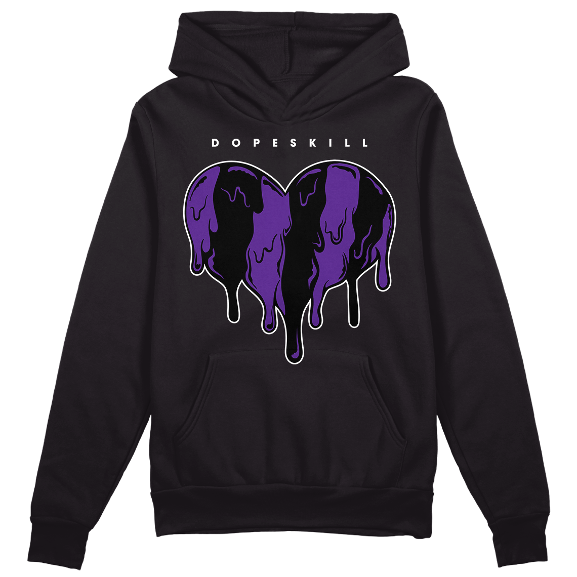 Jordan 13 Court Purple DopeSkill Hoodie Sweatshirt Slime Drip Heart Graphic - Black