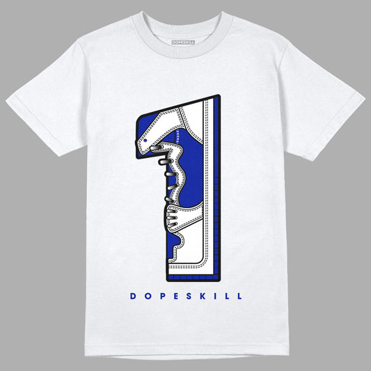 Racer Blue White Dunk Low DopeSkill T-Shirt No.1 Graphic - White 