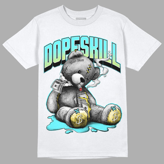 Aqua 5s DopeSkill T-Shirt Sick Bear Graphic - White