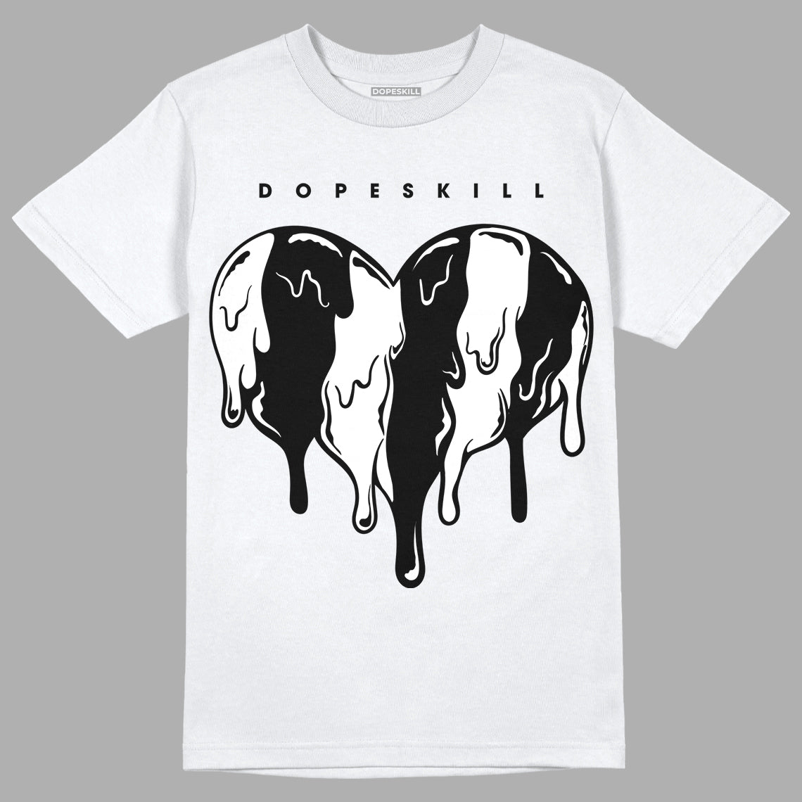Jordan 1 High 85 Black White DopeSkill T-Shirt Slime Drip Heart Graphic Streetwear - White