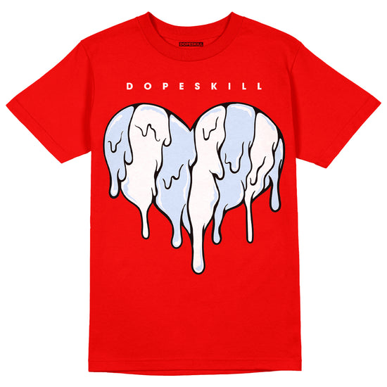 Cherry 11s DopeSkill Varsity Red T-shirt Slime Drip Heart Graphic