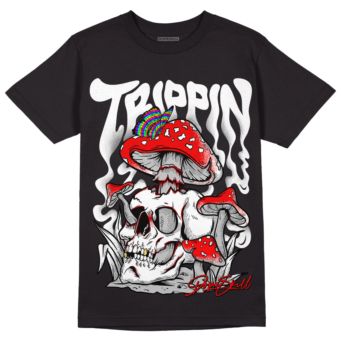 Jordan 1 High 85 Black White DopeSkill T-Shirt Trippin Graphic Streetwear - Black