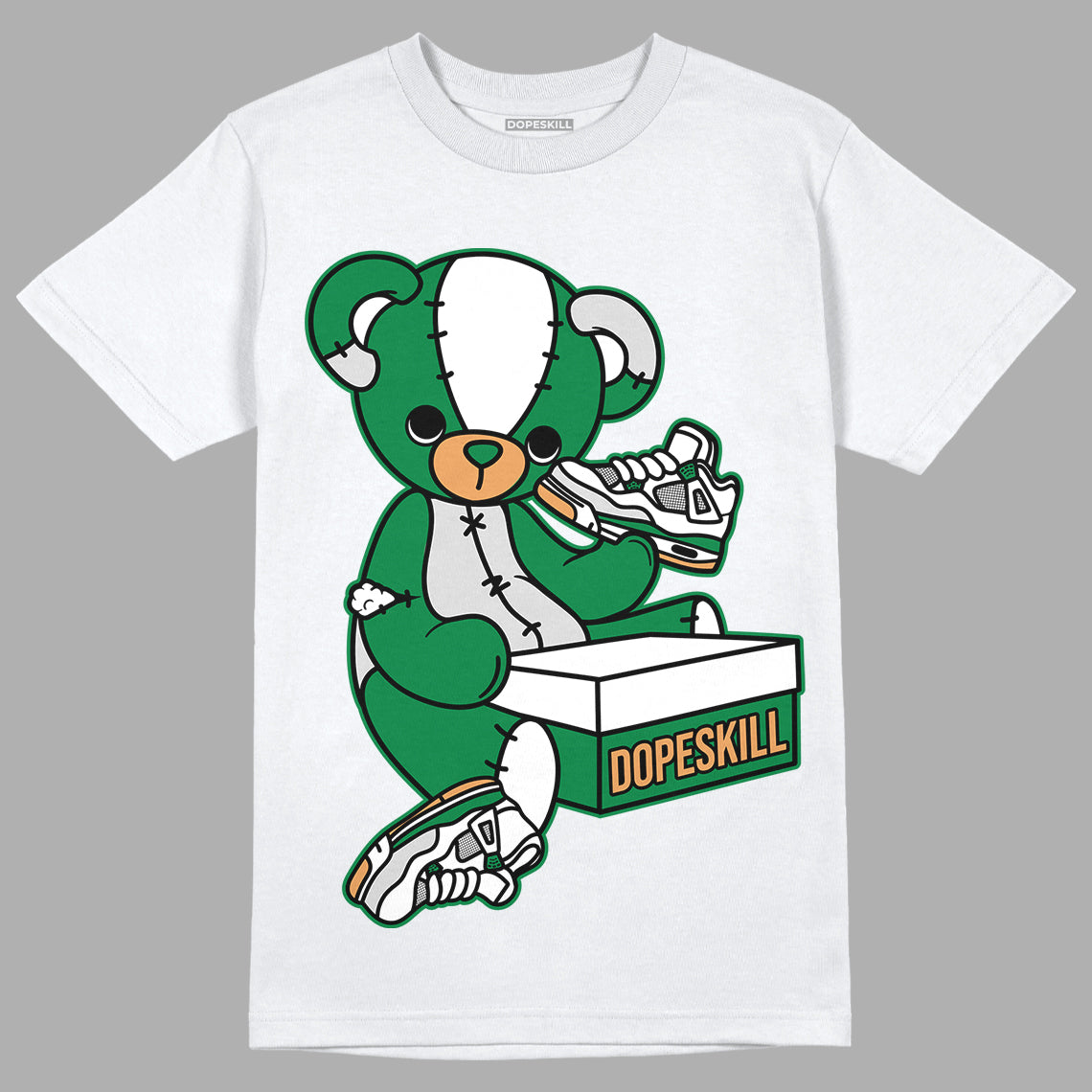 Nike SB x Jordan 4 “Pine Green” DopeSkill T-Shirt Sneakerhead BEAR Graphic Streetwear - White