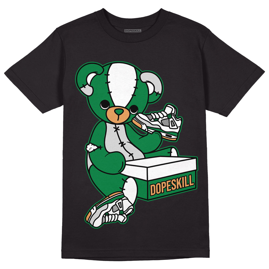 Nike SB x Jordan 4 “Pine Green” DopeSkill T-Shirt Sneakerhead BEAR Graphic Streetwear - Black