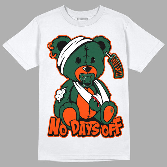 Dunk Low Team Dark Green Orange DopeSkill T-Shirt Hurt Bear Graphic - White
