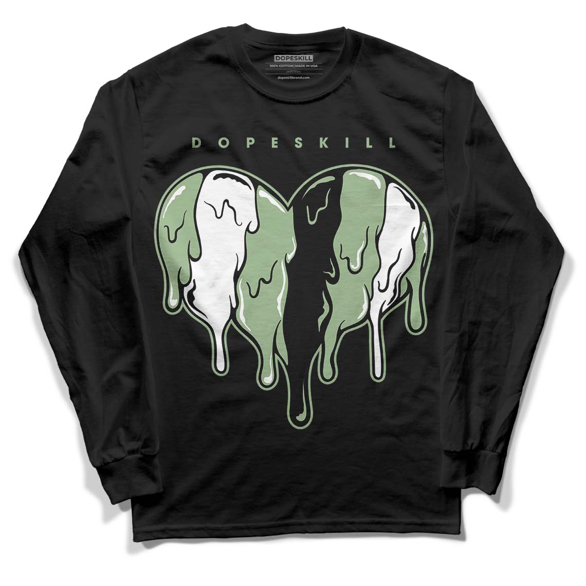 Jordan 4 Retro “Seafoam” DopeSkill Long Sleeve T-Shirt Slime Drip Heart Graphic Streetwear - Black