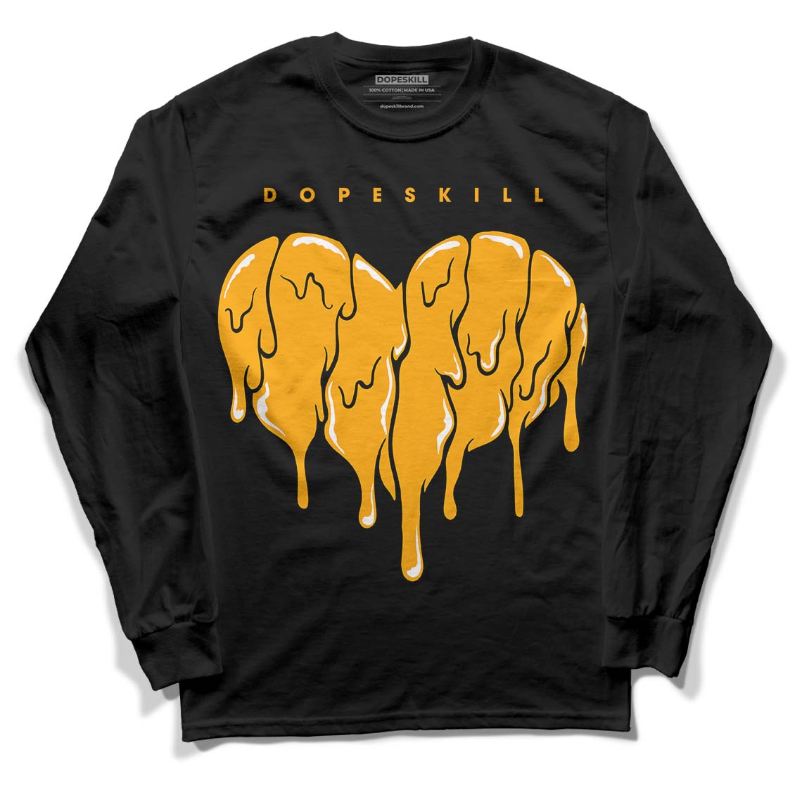 Black Taxi 12s DopeSkill Long Sleeve T-Shirt Slime Drip Heart Graphic - Black