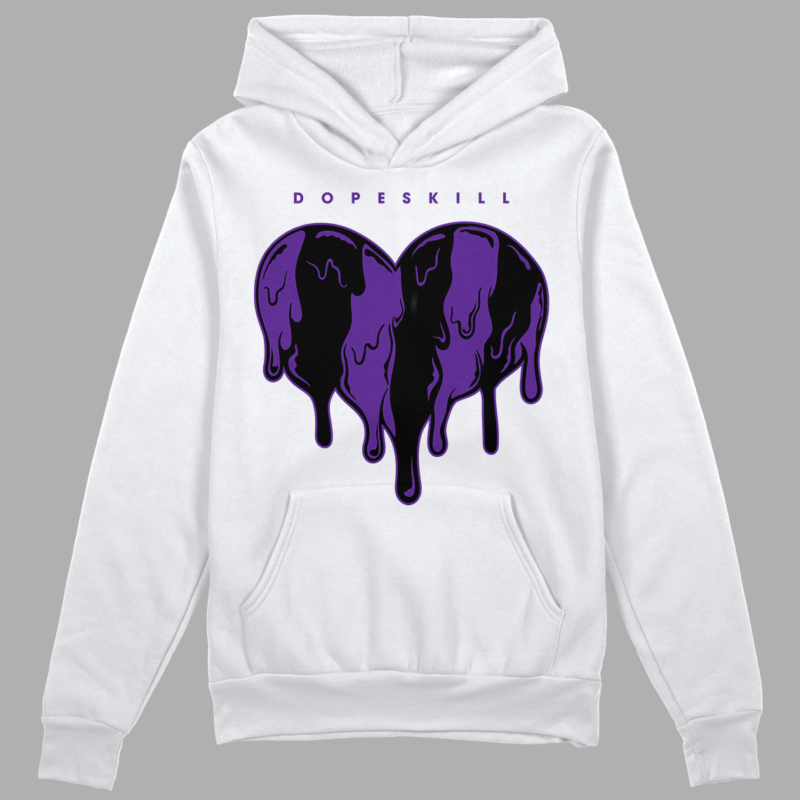 Jordan 13 Court Purple DopeSkill Hoodie Sweatshirt Slime Drip Heart Graphic - White