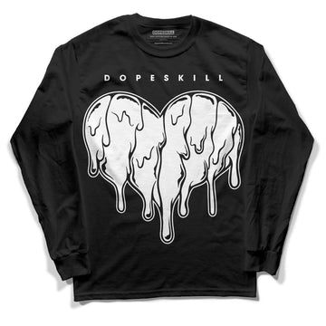 Panda White Black Dunk Low DopeSkill Long Sleeve T-Shirt Slime Drip Heart Graphic - Black