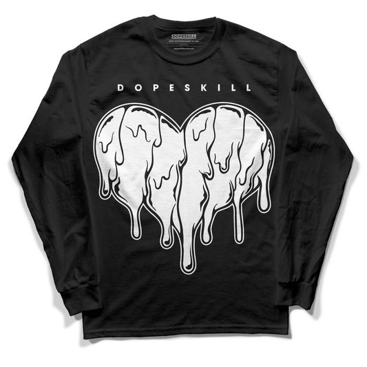 Panda White Black Dunk Low DopeSkill Long Sleeve T-Shirt Slime Drip Heart Graphic - Black