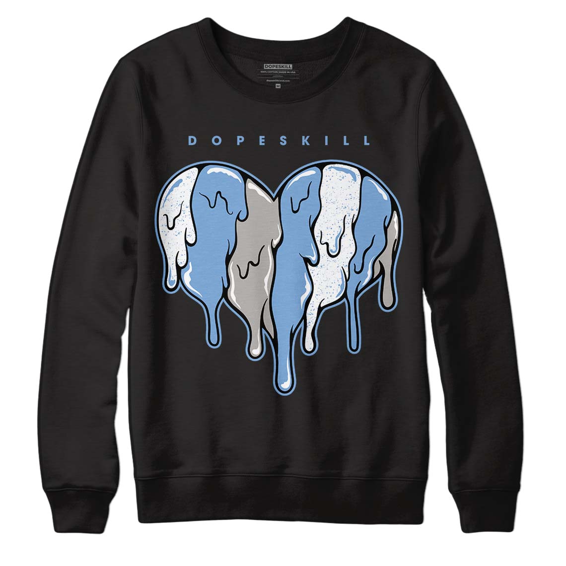 Jordan 5 Retro University Blue DopeSkill Sweatshirt Slime Drip Heart Graphic Streetwear - Black