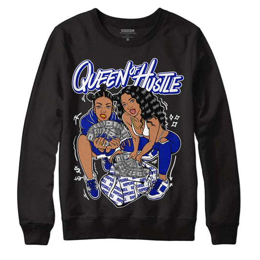 Racer Blue White Dunk Low DopeSkill Sweatshirt Queen Of Hustle Graphic - Black