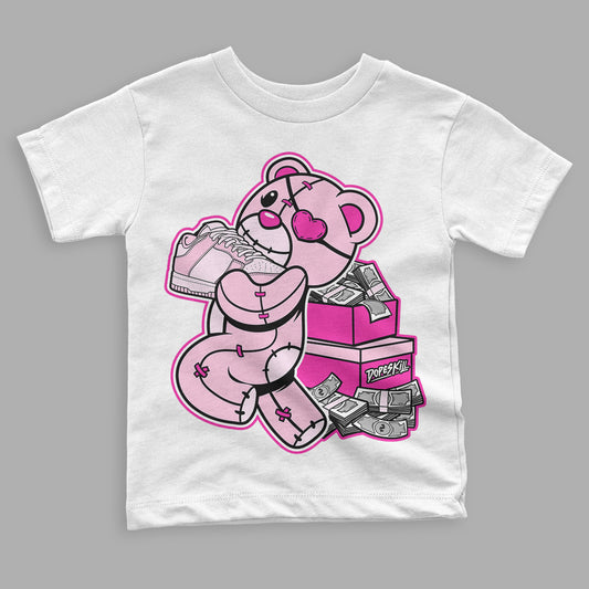 Triple Pink Dunk Low DopeSkill Toddler Kids T-shirt Bear Steals Sneaker Graphic - White 