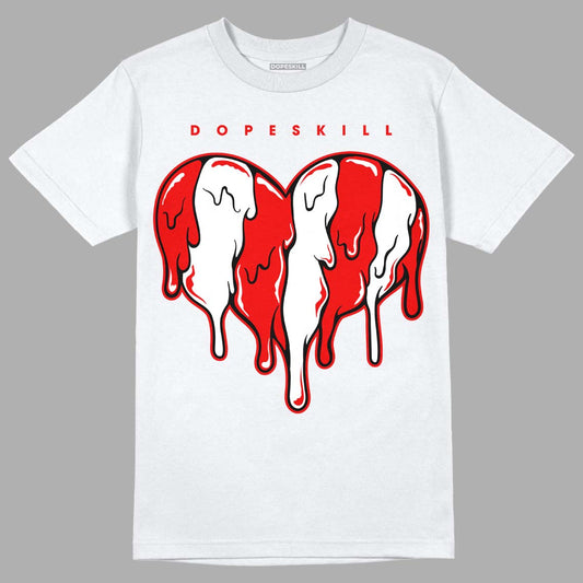 Cherry 11s DopeSkill T-Shirt Slime Drip Heart Graphic - White