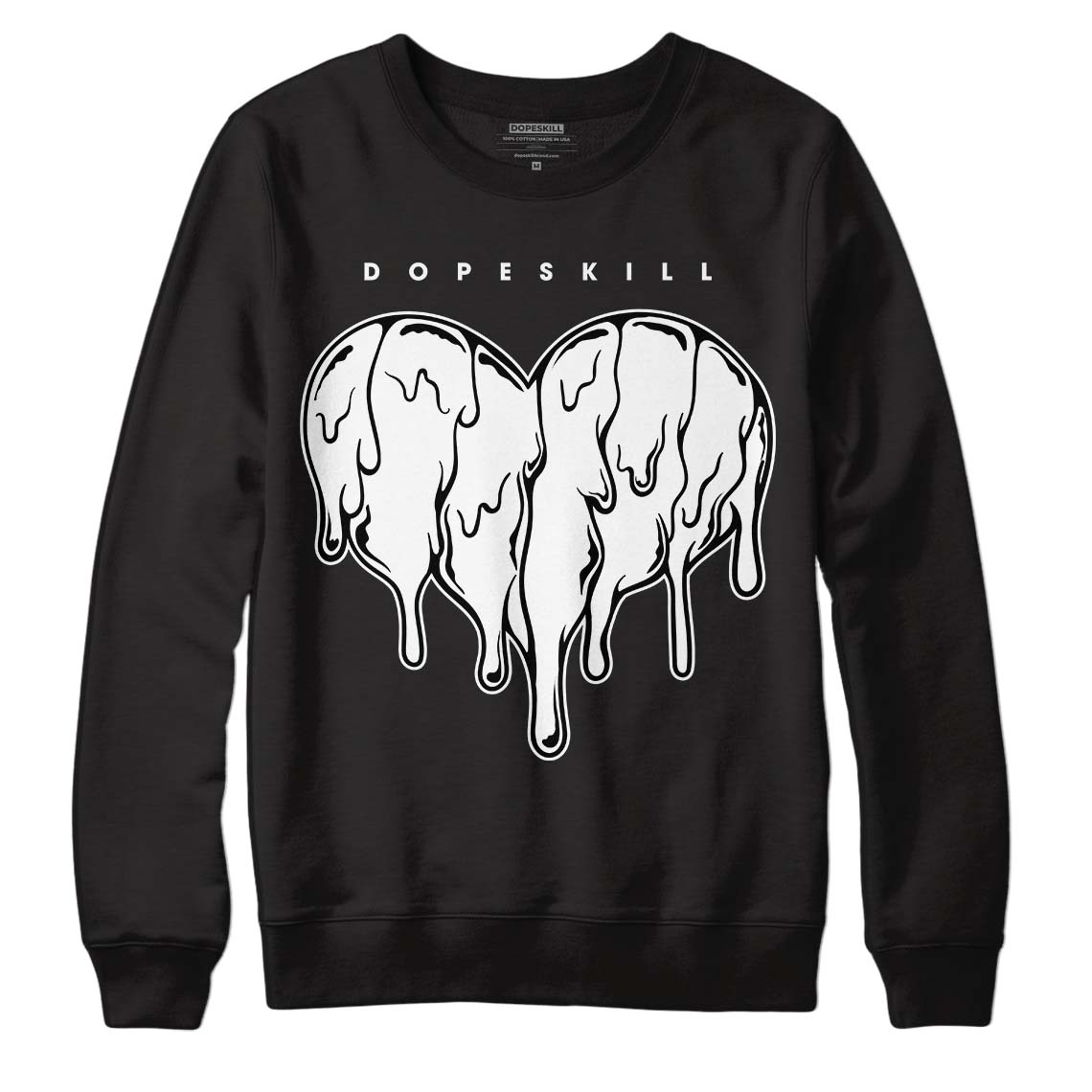 Jordan 1 High 85 Black White DopeSkill Sweatshirt Slime Drip Heart Graphic Streetwear - Black