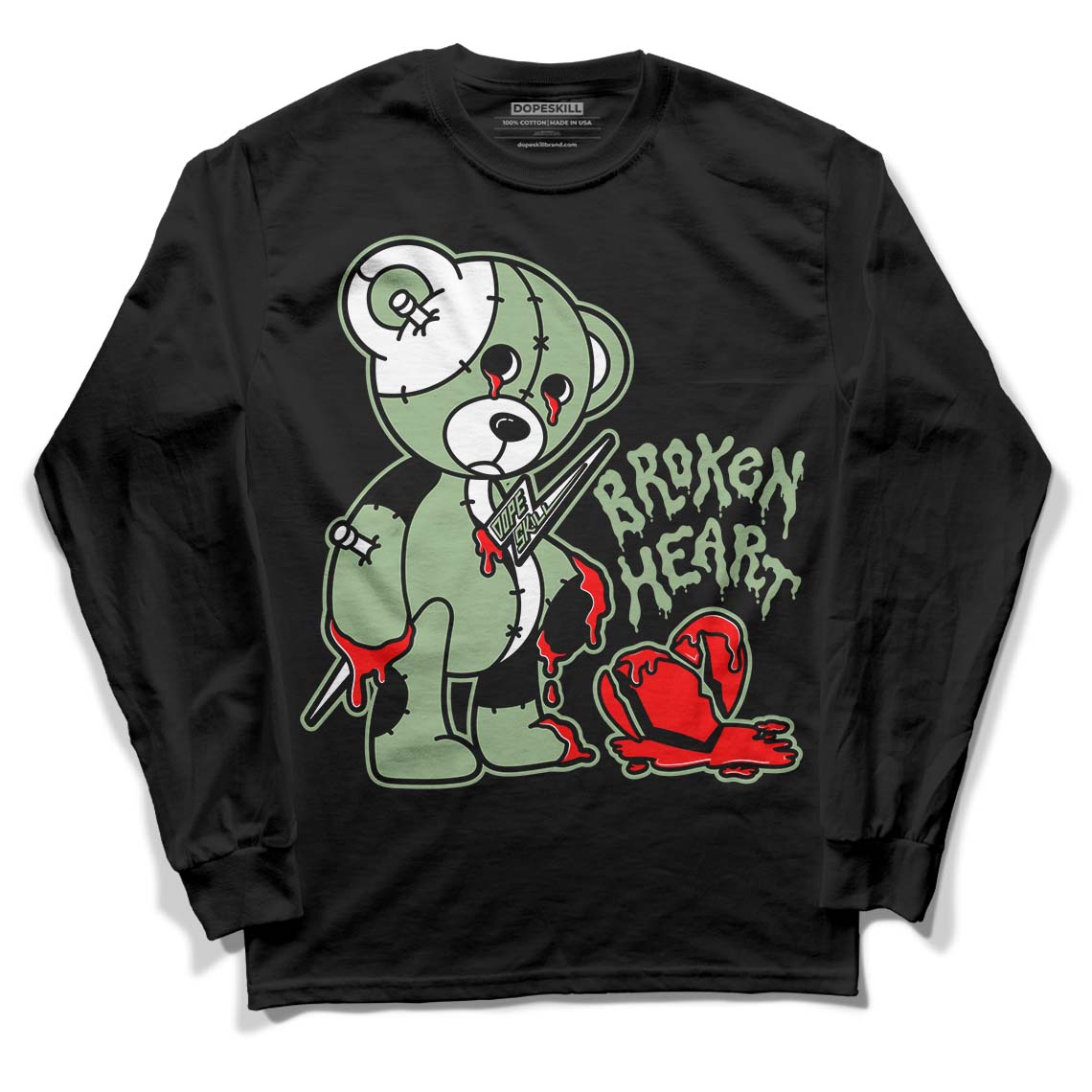 Jordan 4 Retro “Seafoam” DopeSkill Long Sleeve T-Shirt Broken Heart Graphic Streetwear - Black
