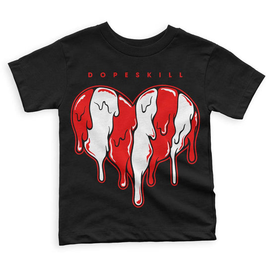 Cherry 11s  DopeSkill Toddler Kids T-shirt Slime Drip Heart Graphic - Black
