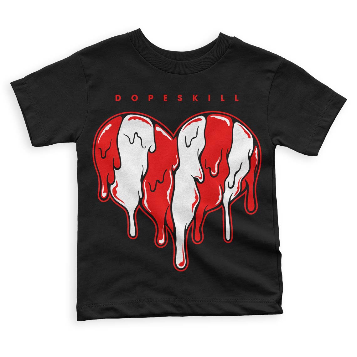 Cherry 11s  DopeSkill Toddler Kids T-shirt Slime Drip Heart Graphic - Black