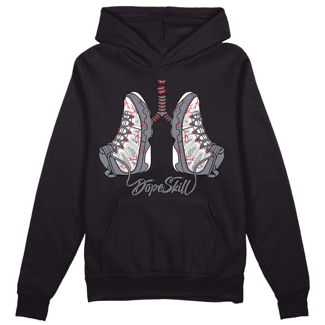 Fire Red 9s DopeSkill Hoodie Sweatshirt Breathe Graphic - Black
