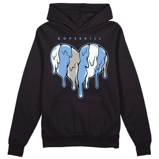 Jordan 5 Retro University Blue DopeSkill Hoodie Sweatshirt Slime Drip Heart Graphic Streetwear - Black