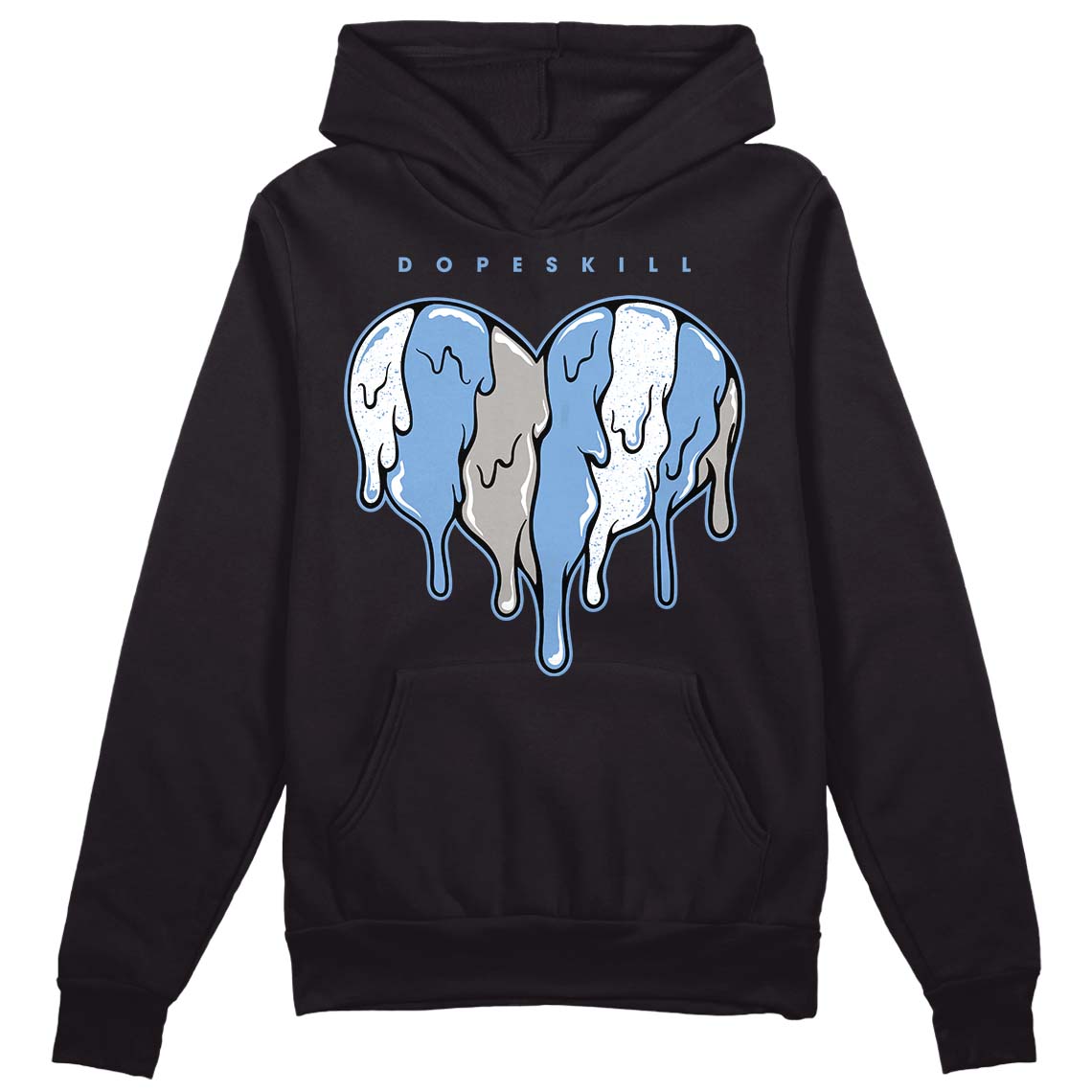 Jordan 5 Retro University Blue DopeSkill Hoodie Sweatshirt Slime Drip Heart Graphic Streetwear - Black