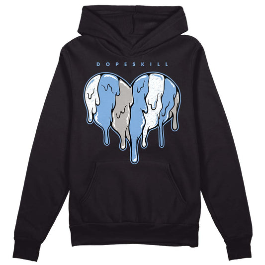 Jordan 5 Retro University Blue DopeSkill Hoodie Sweatshirt Slime Drip Heart Graphic Streetwear - Black