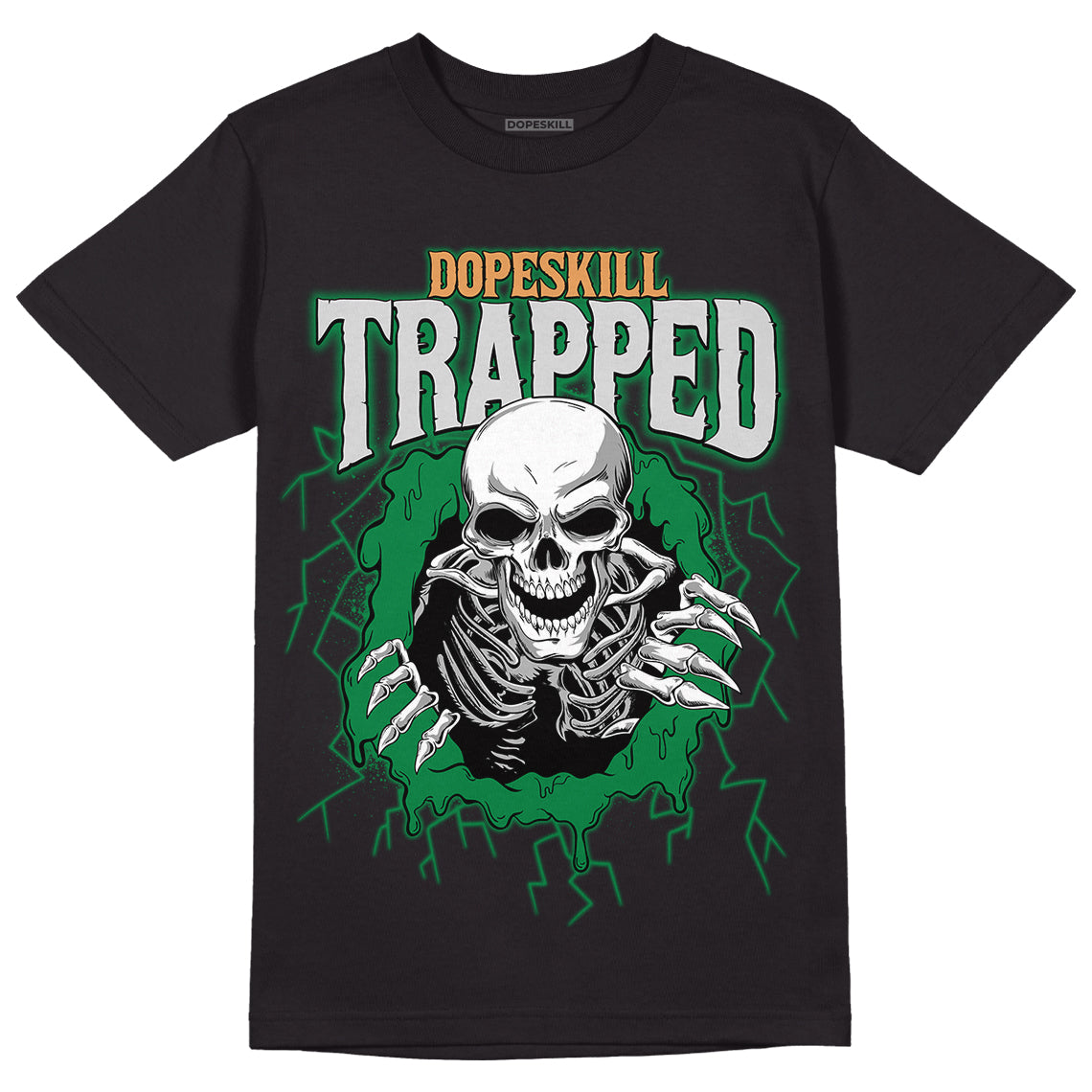 Nike SB x Jordan 4 “Pine Green” DopeSkill T-Shirt Trapped Halloween Graphic Streetwear - Black