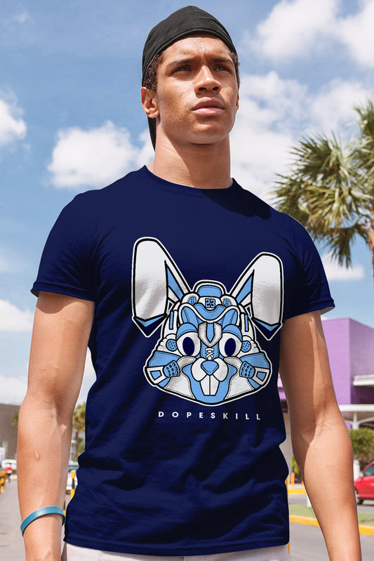 AJ 6 University Blue DopeSkill College Navy T-Shirt Sneaker Rabbit Graphic