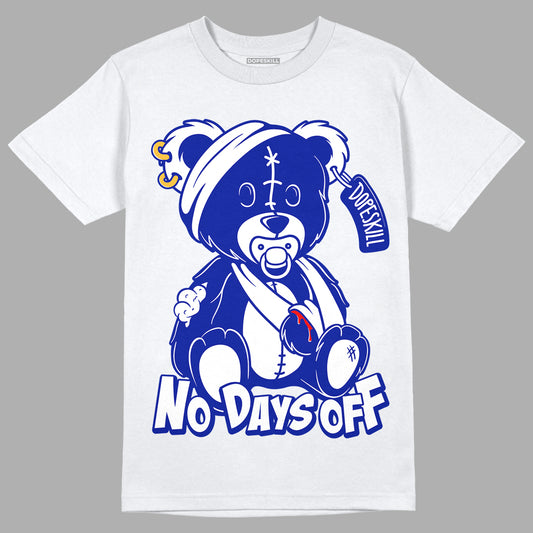 Racer Blue White Dunk Low DopeSkill T-Shirt Hurt Bear Graphic - White