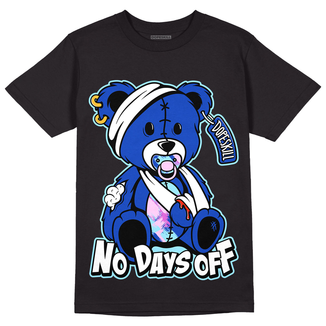 Hyper Royal 12s DopeSkill T-Shirt Hurt Bear Graphic - Black