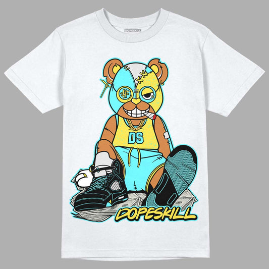 Jordan 5 Aqua DopeSkill T-Shirt Greatest  Graphic Streetwear- White 