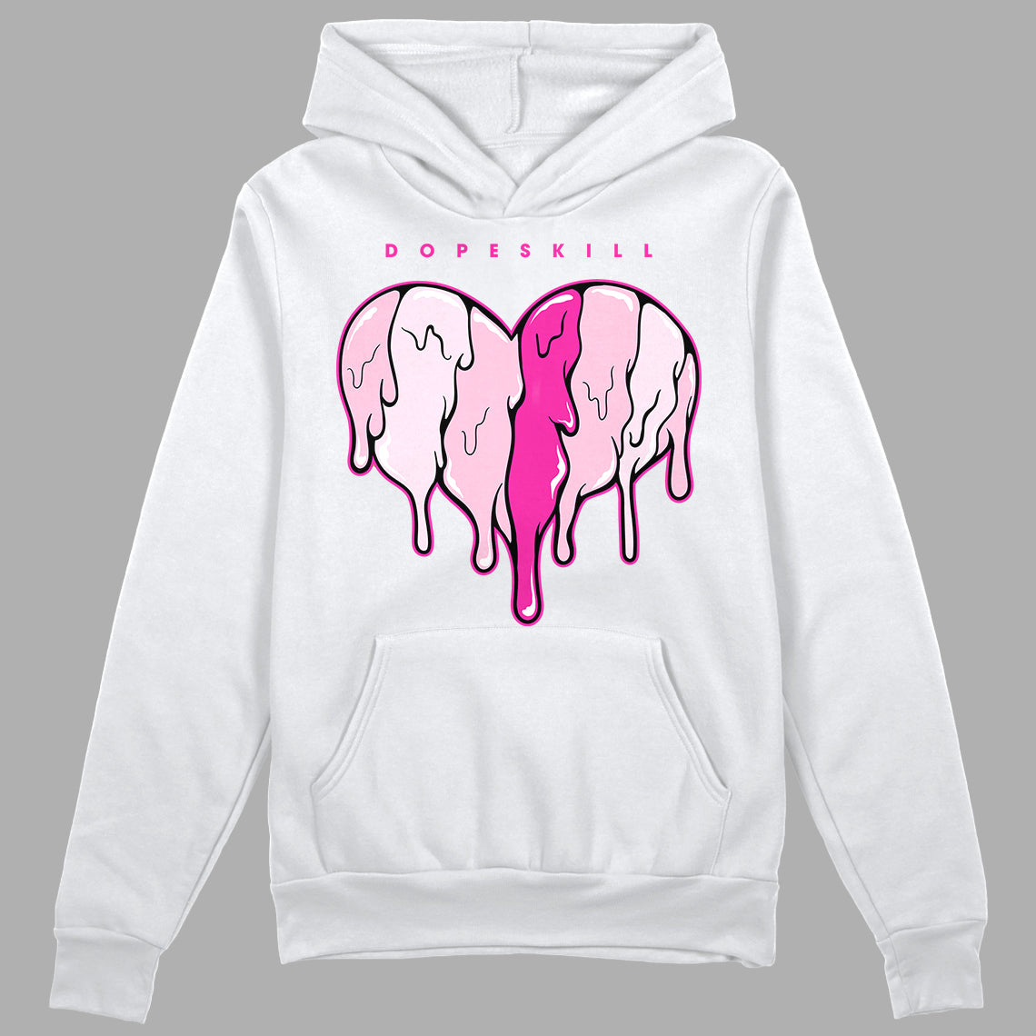 Triple Pink Dunk Low DopeSkill Hoodie Sweatshirt Slime Drip Heart Graphic - White