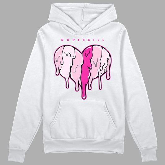 Triple Pink Dunk Low DopeSkill Hoodie Sweatshirt Slime Drip Heart Graphic - White 